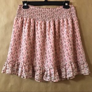 INTERMIX Pink Floral Smocked Mini Skirt